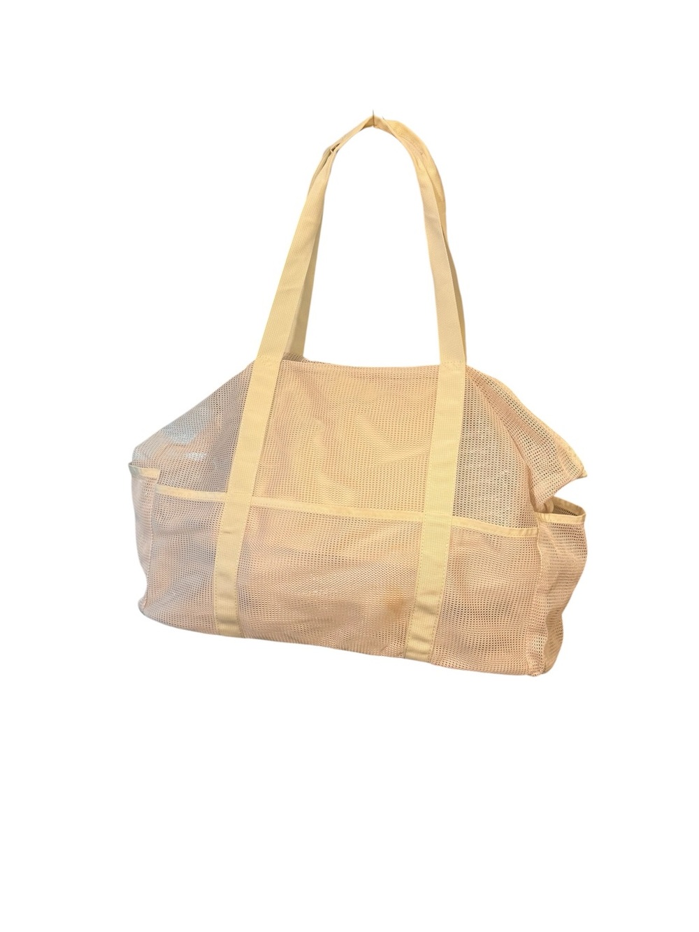 NWOT Cream Mesh Tote Beach Bag with Dual Shoulder Straps